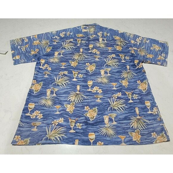 Campia Moda Men's 2XL Hawaiian Shirt SHORT SLEEVE XXL NWOT Palm Trees & Drinks - Picture 2 of 11
